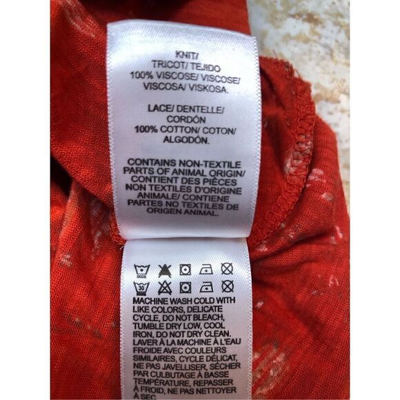 LUCKY BRAND Keyhole Red Floral BOHO Peasant Blouse - Picture 9 of 10